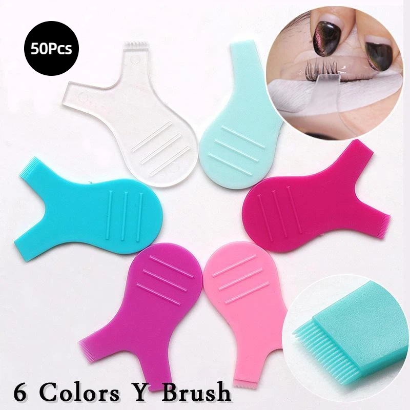 Eyelash Extension Y Shape - 50 шт. многоразовых пластиковых щеток для