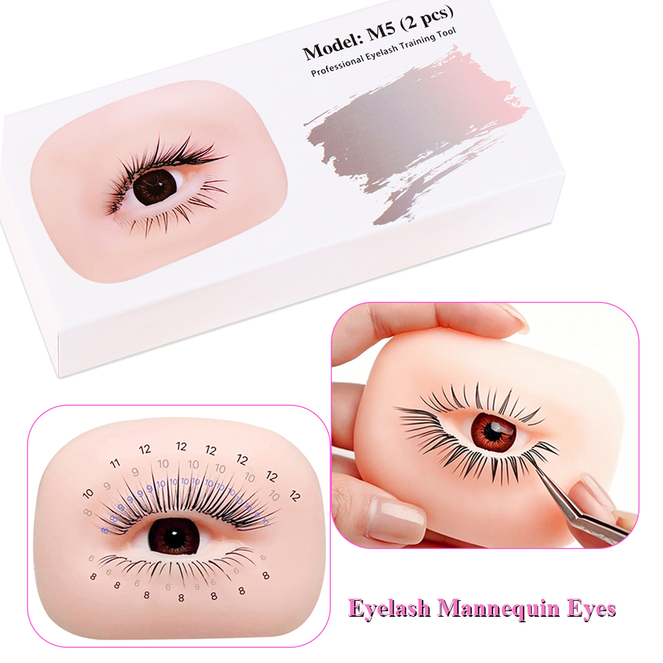 Eyelash Extension Doll Eye - Многоразовая тренировочная модель головы-манекена с 3-слойными