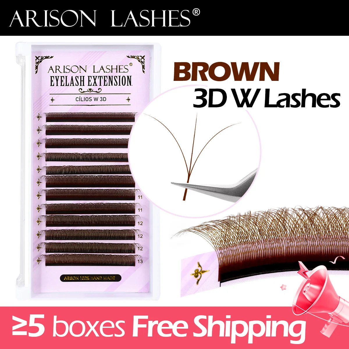 ARISON Коричневые 3D/4D/5D W-о – обзор и цена Funny Eyelash Extension